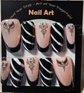 Elegant black and white artistic design press on nails