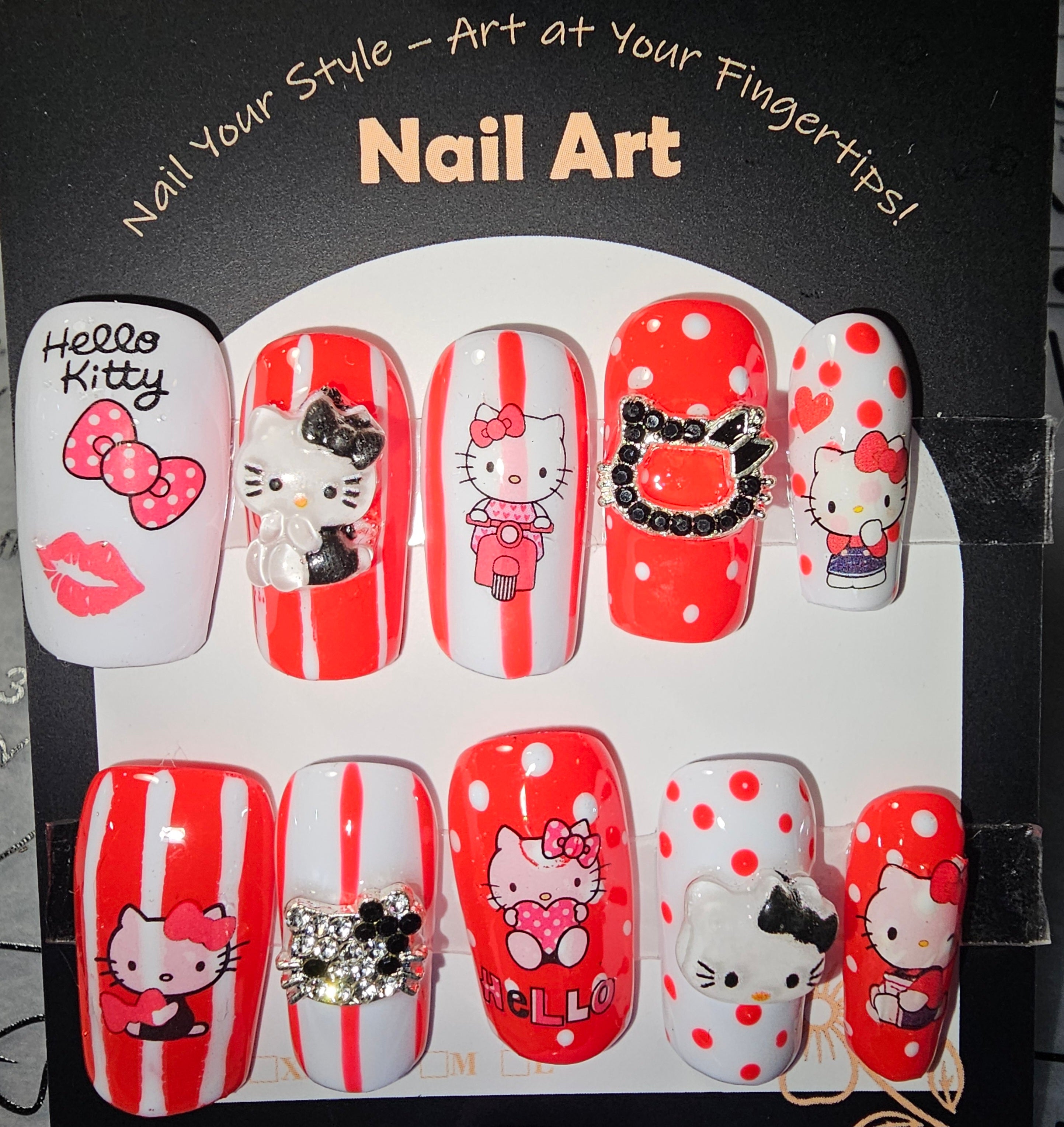 Fun Hello Kitty design press on nails