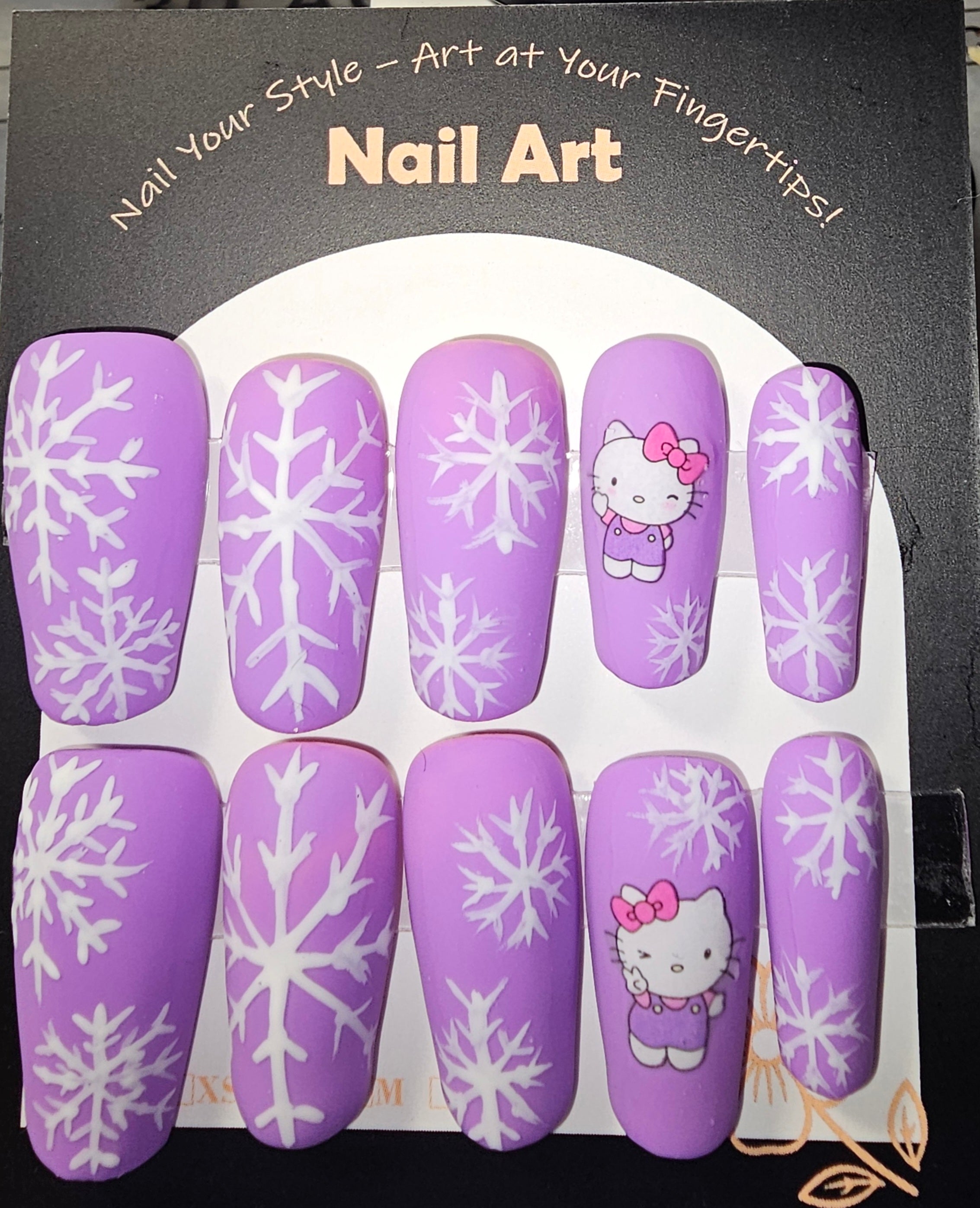 Winter Hello Kitty ptree on nails