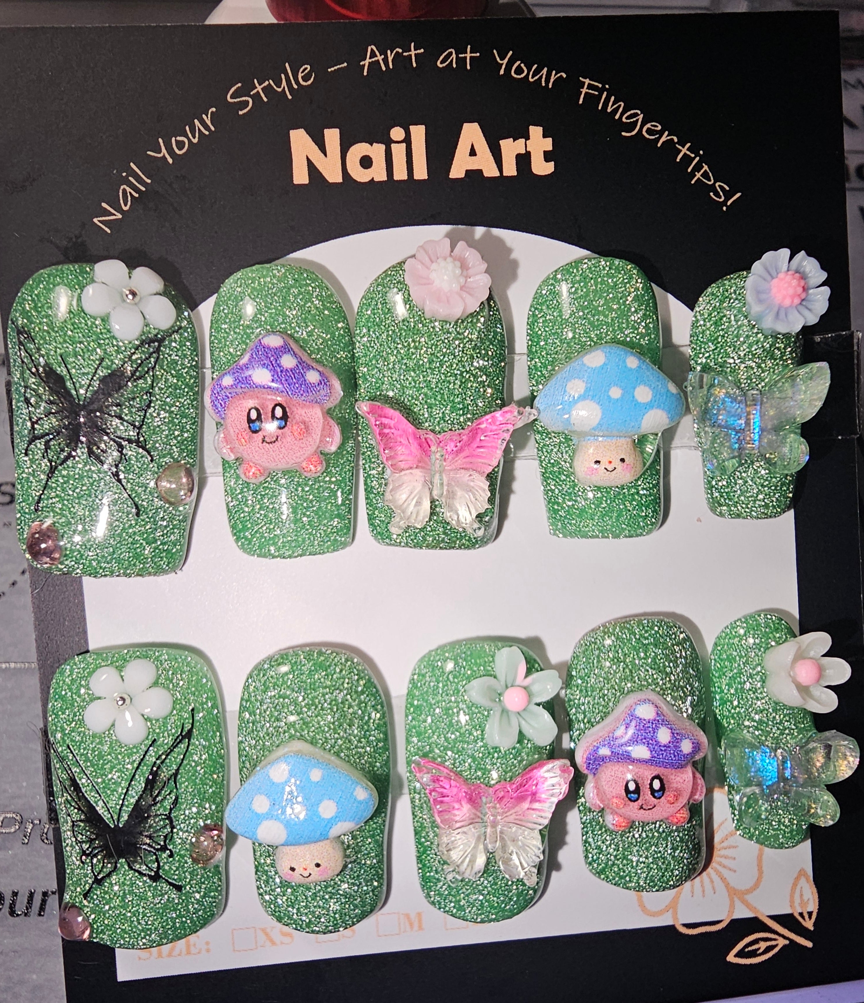 Fantasy charms press on nails