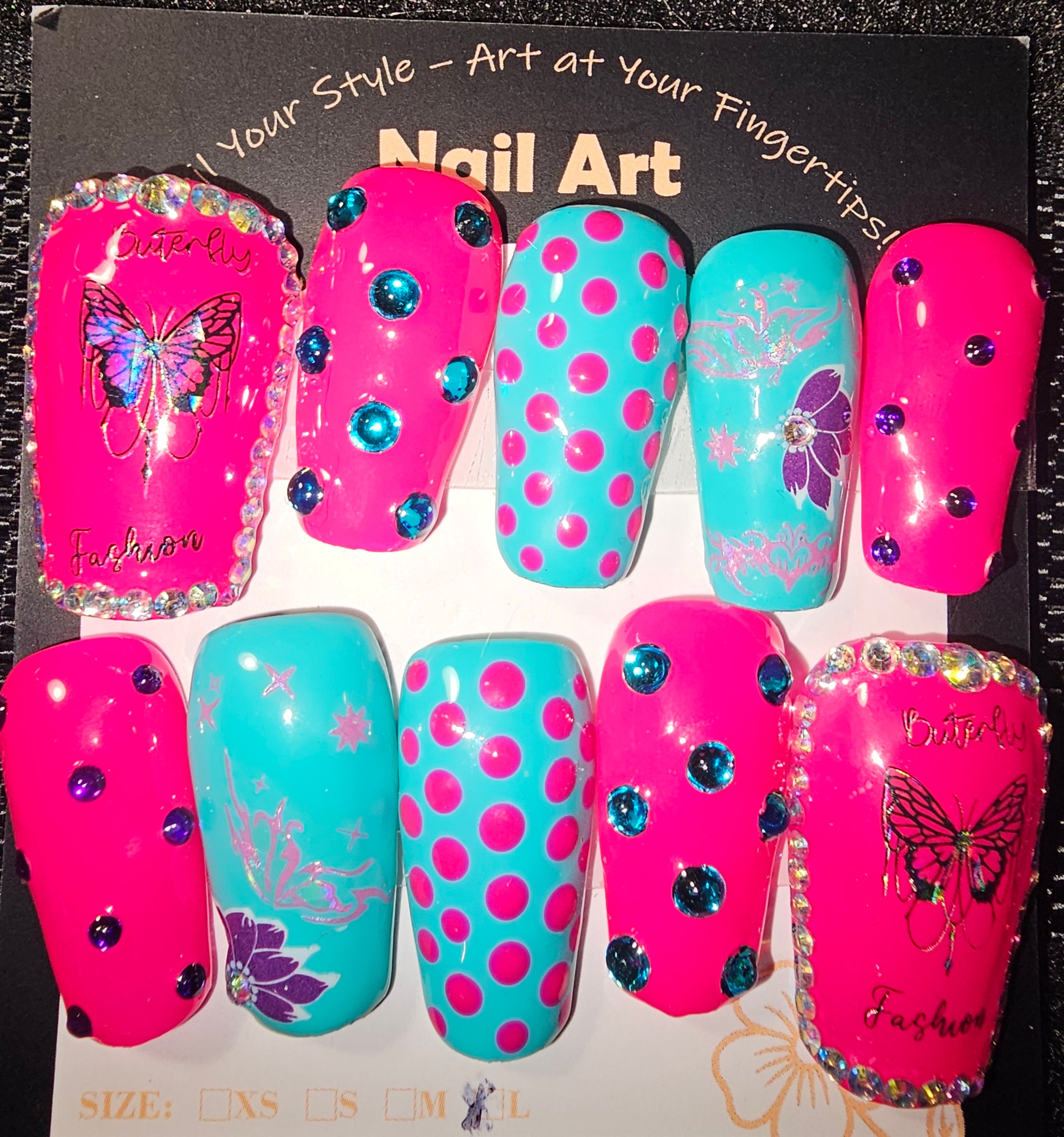 Tiffany blue and pink embellished with brilliant rhinestones