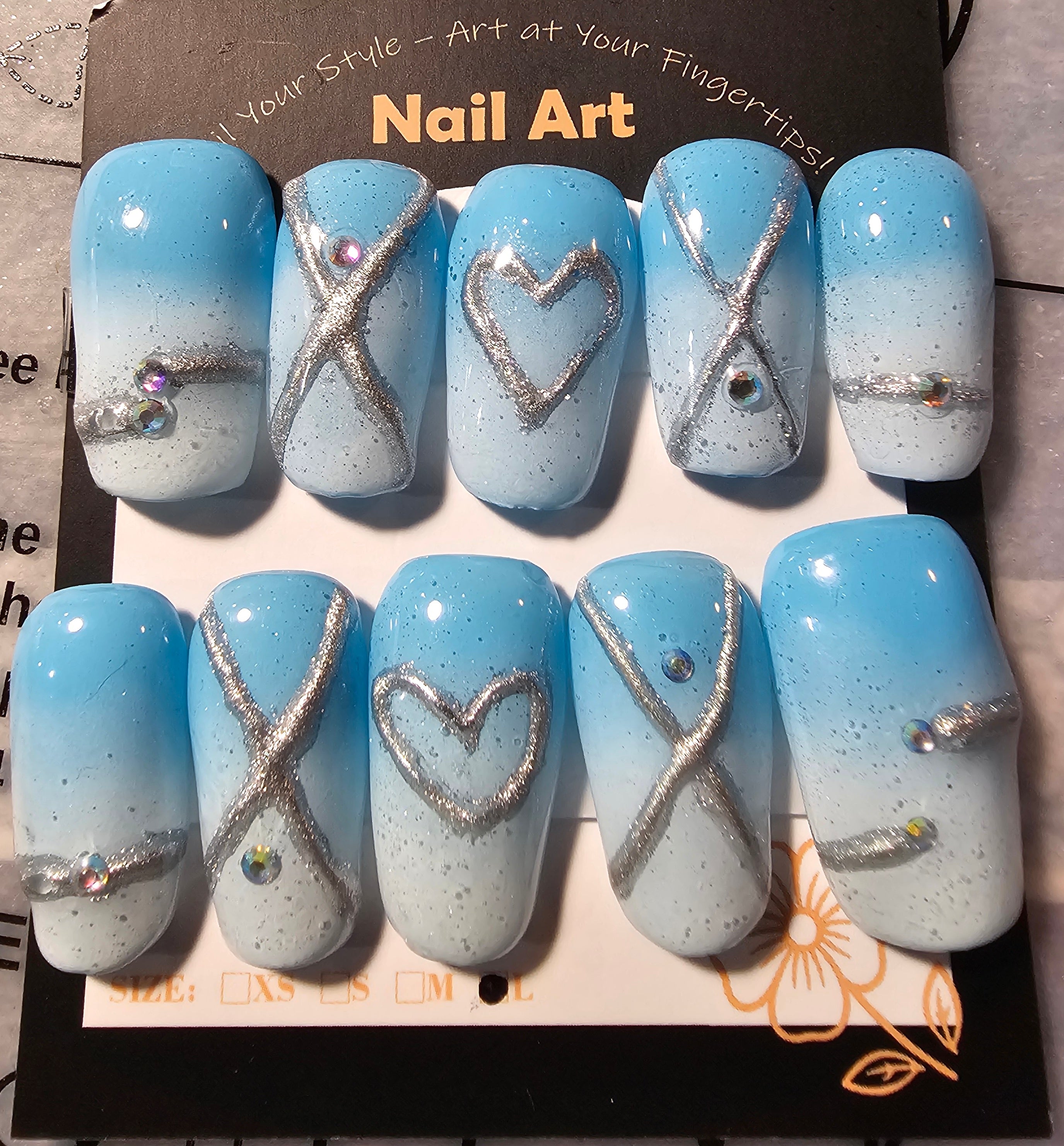 Blue ombre with 3d design