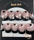Glimmering and stunning black french tip with a twist press on nails